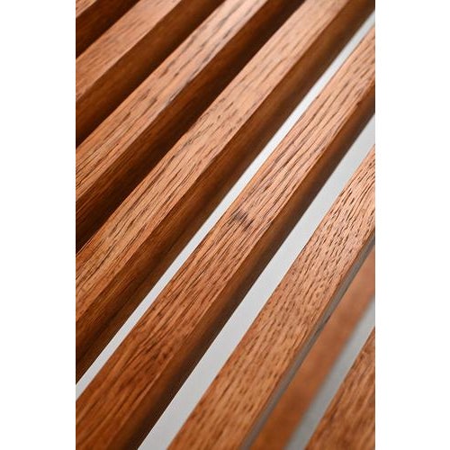 Brown Vintage Oak Slatted Bench For Sale - Image 8 of 10