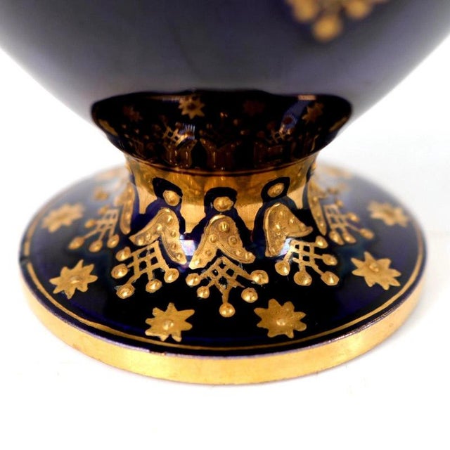 Antique Coalport Jewelled Cobalt Blue Porcelain Baluster Vase, 1880 For Sale - Image 9 of 14