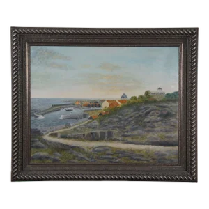 1954 J.K. Madsen Coastal Landscape Seascape Oil Painting on Canvas 34"