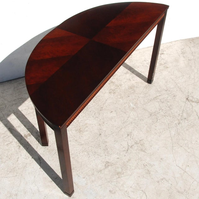 Neoclassical Hickory Demilune Console Entry Table For Sale - Image 3 of 7
