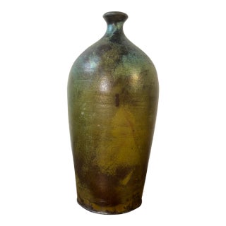 Large Vintage American Studio Ceramic Raku Bud Vase, 1999 For Sale