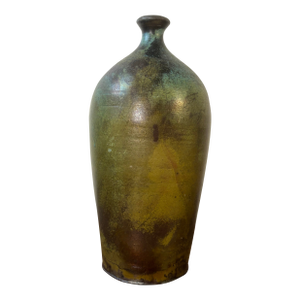 Large Vintage American Studio Ceramic Raku Bud Vase, 1999