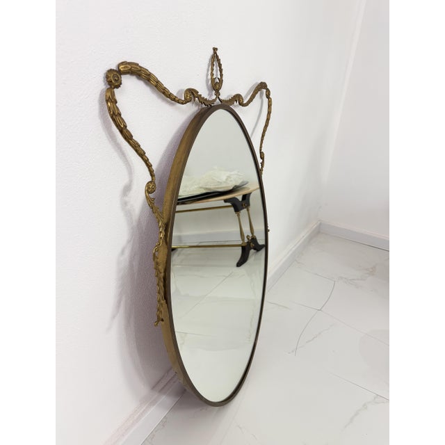Mid-Century Italian Brass Mirror, 1960s For Sale - Image 9 of 17