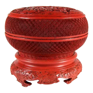 Chinese 19th C Red Lacquer Cinnabar Box With Matching Stand