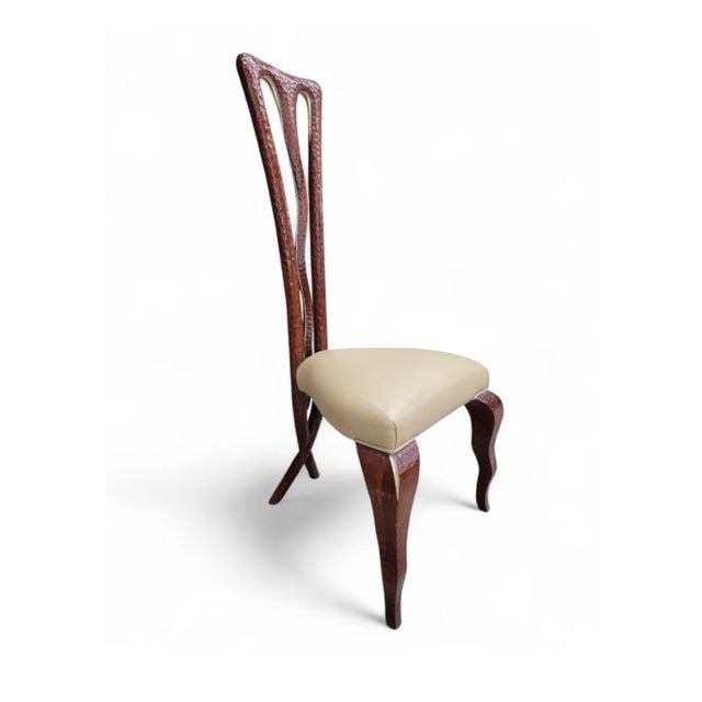 Vintage Side Chair With Mahogany X-Leg Base Attributed to Christopher Guy Add a touch of refined luxury to your space with...