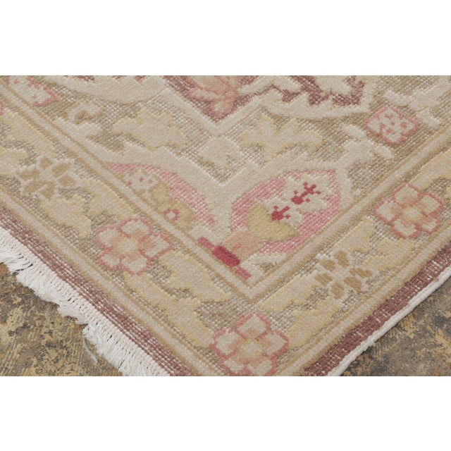 1960s Vintage Bessarabian Kilim Rug in Beige With Floral Patterns - Rug & Kilim For Sale - Image 5 of 7