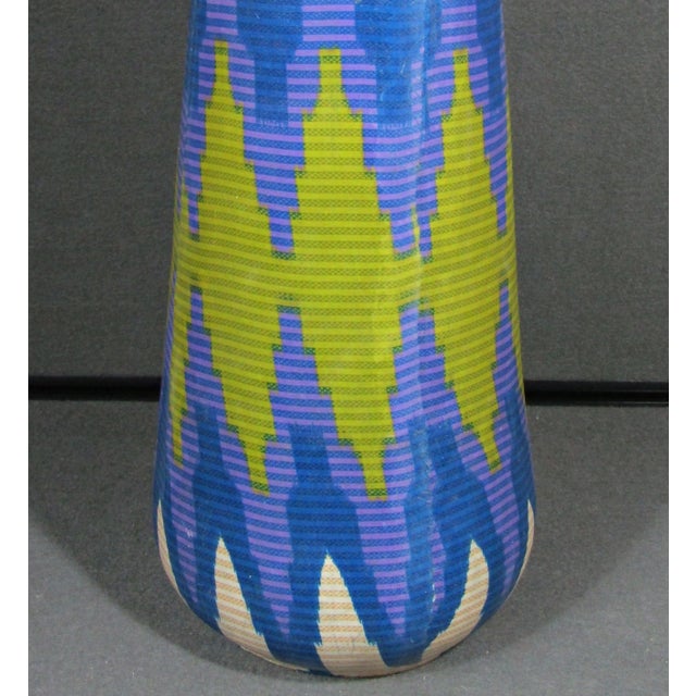 Modern Tall Modern Geometric Patterned Clay Vase For Sale - Image 3 of 10