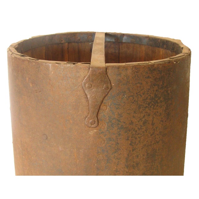 Cabin Antique French Wood & Metal Grain Measure Bucket For Sale - Image 3 of 6