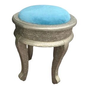 Vintage Anglo Indian Silvered Wrapped Clad Little Bench