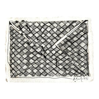 Barbara Beck 1991 Abstract Black Painting and Graphite on Paper - Signed/Dated For Sale