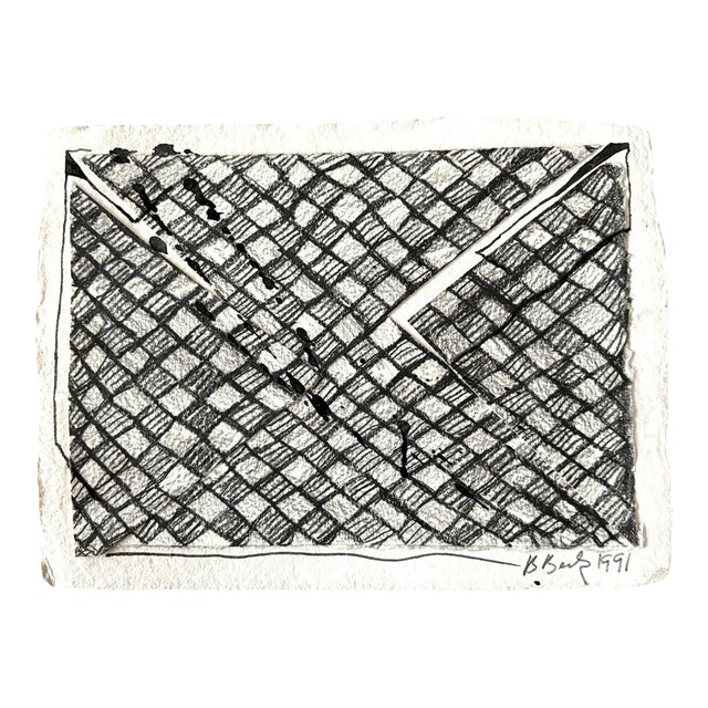 Barbara Beck 1991 Abstract Black Painting and Graphite on Paper - Signed/Dated For Sale