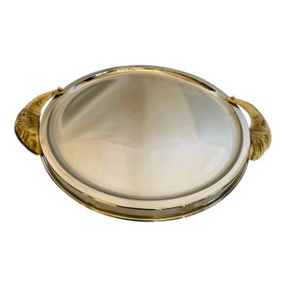 Mid 20th Century Ravarini Castoldi Vintage Silverplate & Horn Handle Tray For Sale
