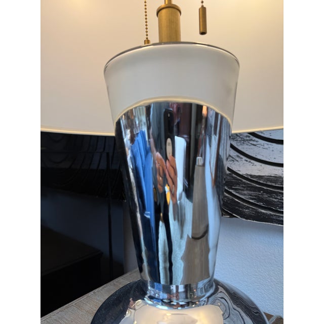 Chrome + Brass Modernist Table Lamp For Sale In San Francisco - Image 6 of 12