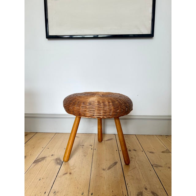 Vintage Wicker Tripod Stool in the style of Tony Paul, 1960s For Sale - Image 13 of 13