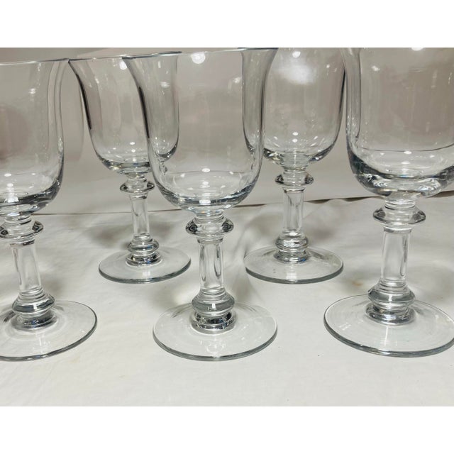Glass Set of Five Heavy Crystal Glass Goblets For Sale - Image 7 of 8