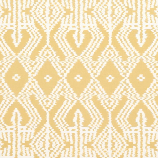 Abstract SAMPLE - Schumacher Asaka Ikat Fabric In Buttercup For Sale - Image 3 of 4
