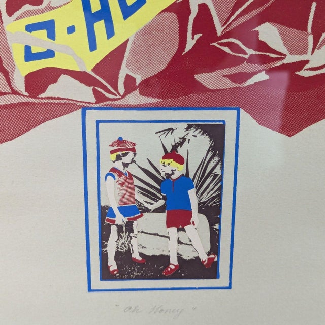 Cream Vintage 1980 Kate McCarthy "Oh Honey" Signed Print - Framed Pop Art For Sale - Image 8 of 8