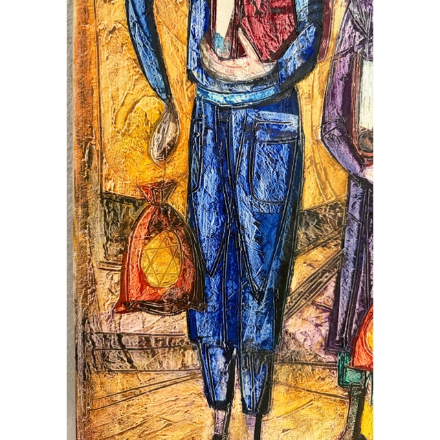 Jossi Stern, Jerusalem Hasidic Family Oil Painting Israeli Judaica Yossi Stern Bezalel School For Sale In Miami - Image 6 of 10