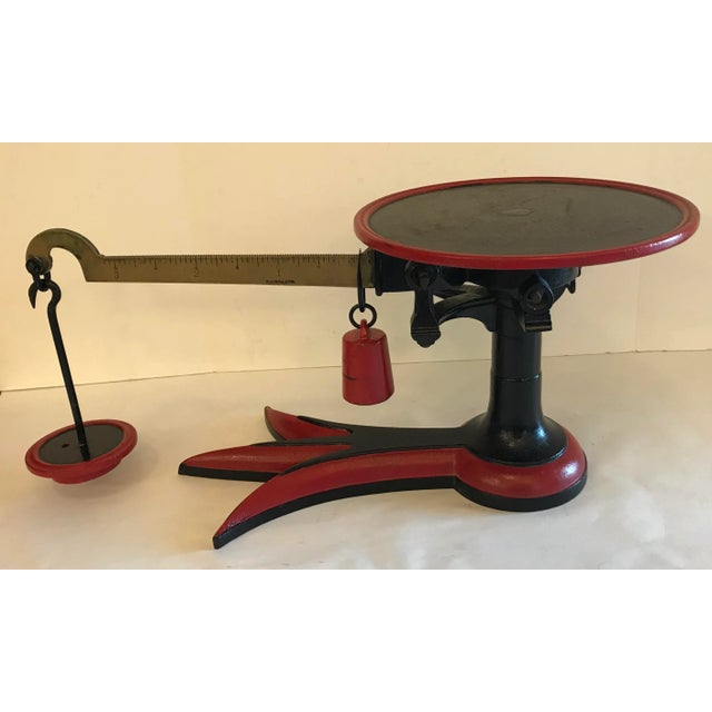 Vintage Black and Red Scale With Weights For Sale In Dallas - Image 6 of 8