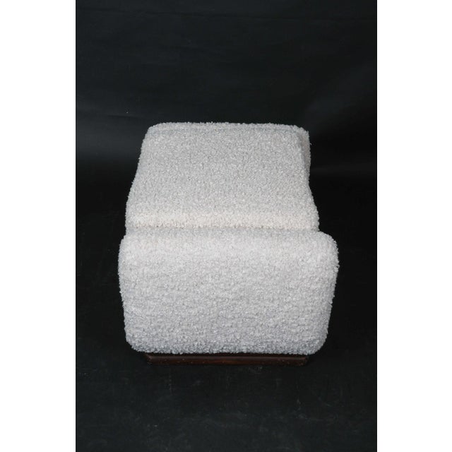 Art Deco Mid 20th Century Art Deco Lounge Chair Teak & Boucle W/Ottoman For Sale - Image 3 of 8