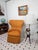 Mid Century Modern Wingback Orange Chenille Chair For Sale - Image 9 of 9