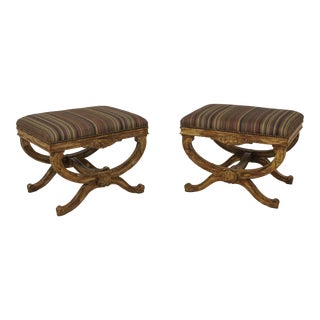 Pair Regency Style Antique Finish Bench Ottomans For Sale