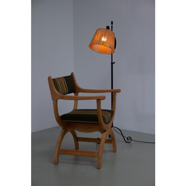 Danish Kurul Armchair in Oak and Striped Green Wool by Henning Kjærnulf, 1960s For Sale - Image 16 of 18