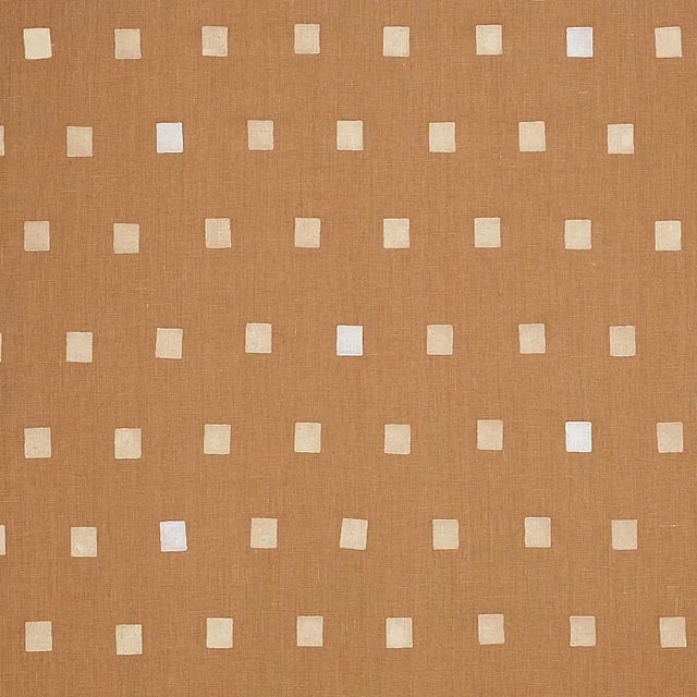 Sample - Schumacher X Caroline Z Hurley Inkwell Hand Block Fabric in Camel For Sale