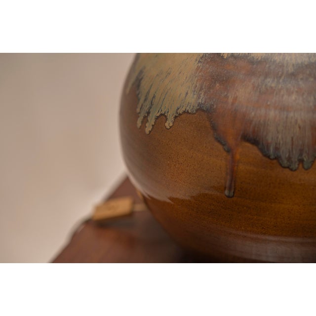 Ceramic Large French Glazed Ceramic Table Lamp, 1970s For Sale - Image 7 of 11