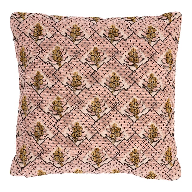 Schumacher Blair Silk Épinglé 18" Pillow In Wythe Rose For Sale