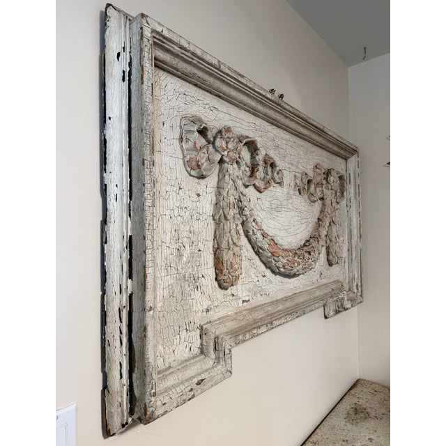 Vintage Italian Arquitectonica Plaster on Wood Framed Wood Old White Patina . For Sale - Image 4 of 4