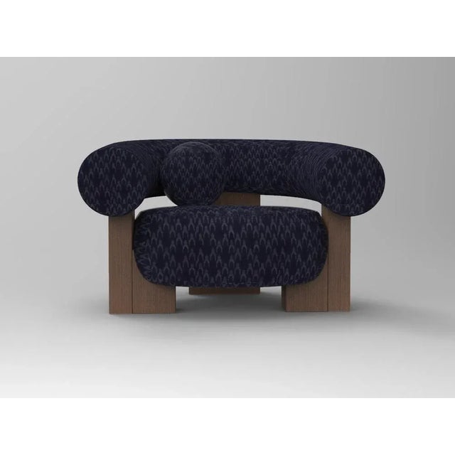 Not Yet Made - Made To Order Cassette Armchair in Baldac Blue and Smoked Oak by Alter Ego for Collector For Sale - Image 5 of 5