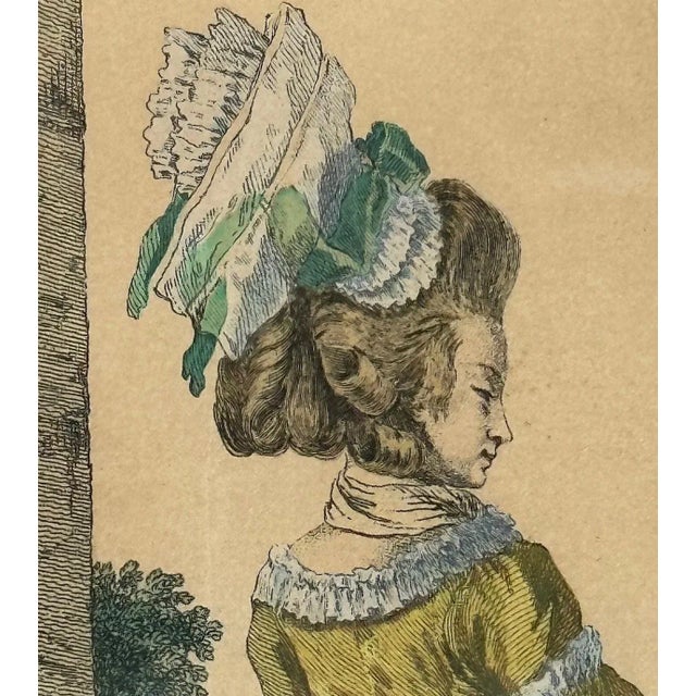 French French Engraving Hand Colored Galerie Des Modes Costumes Francais, 1779 For Sale - Image 3 of 11