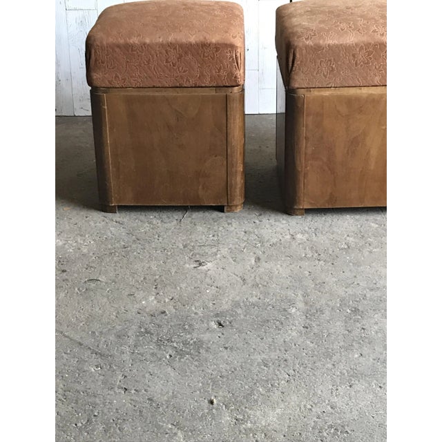 1930s Art Deco Wooden Ottoman Stools, 1930s, Set of 2 For Sale - Image 5 of 6
