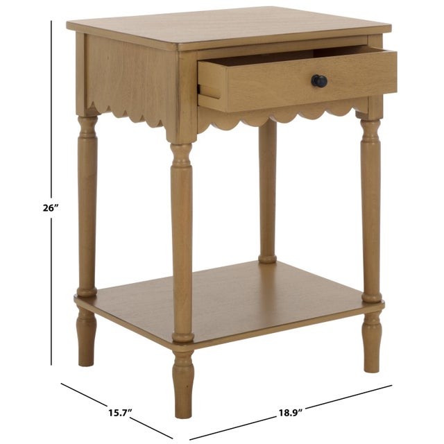 Contemporary Heaven Scalloped 1 Top Drawer Accnt Table in Desert Brown For Sale - Image 3 of 10