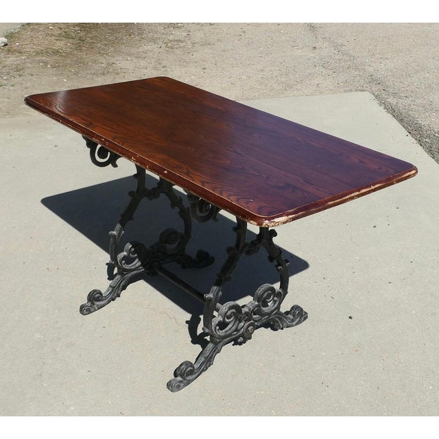 Vintage Garden Table in Cast Iron and Oak, 1920 For Sale - Image 3 of 6