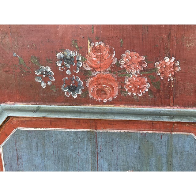 Antique Tyrolean Red Painted Wardrobe with Flowers, 1818 For Sale - Image 14 of 18