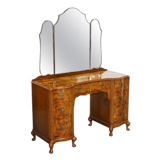 Antique Art Deco Dressing Table in Walnut, 1920s For Sale