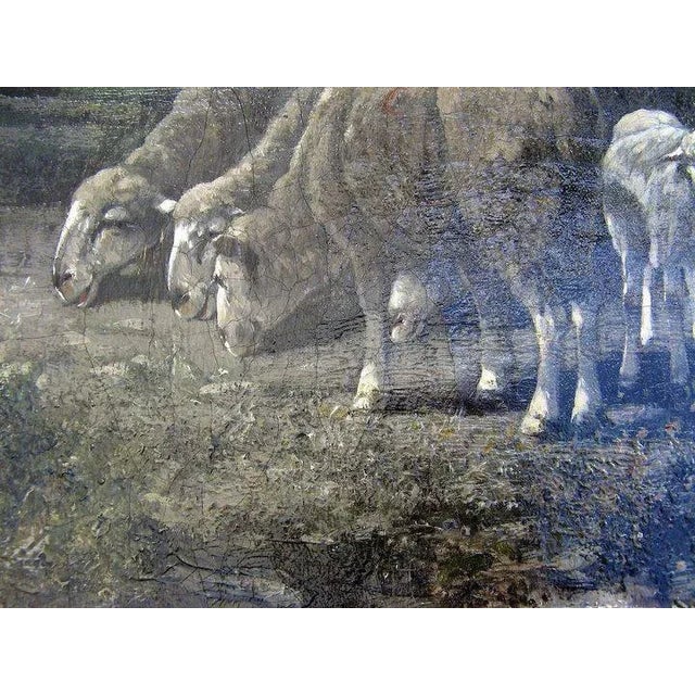 Late 19th Century "Sheep Herder" Landscape Oil Painting by Adolf Kaufmann, Framed For Sale - Image 10 of 12