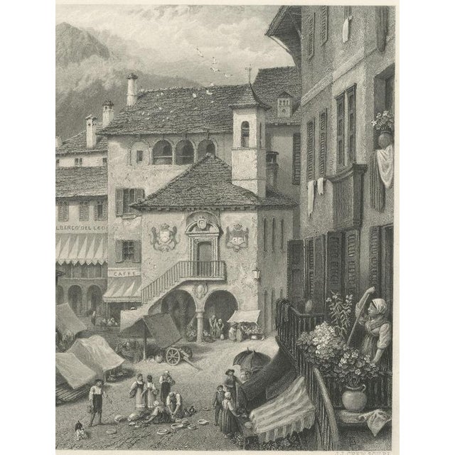 19th Century Orta San Giulio Marketplace on Lake Orta after Birket Foster, 1878 For Sale - Image 5 of 9