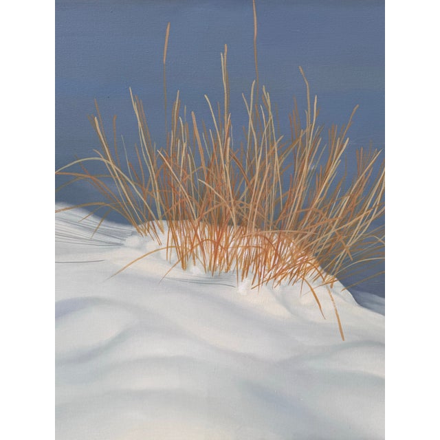 Contemporary Signed Lassetter 1979 Winter Landscape Painting, Grass in Snow, Framed, Morrison-Knudsen Collection For Sale - Image 3 of 12