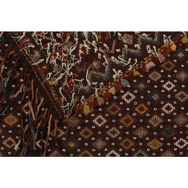 Textile Vintage Tribal Kilim in Brown With Polychromatic Diamond Patterns by Rug & Kilim For Sale - Image 7 of 7