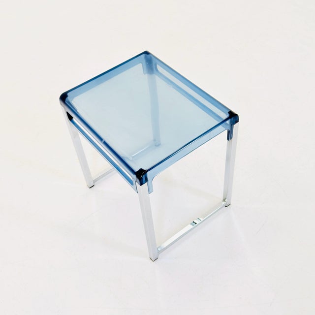 Mid-Century Space Age Blue Side Table by Marc Berthier for Prisunic, 1970s For Sale - Image 4 of 11