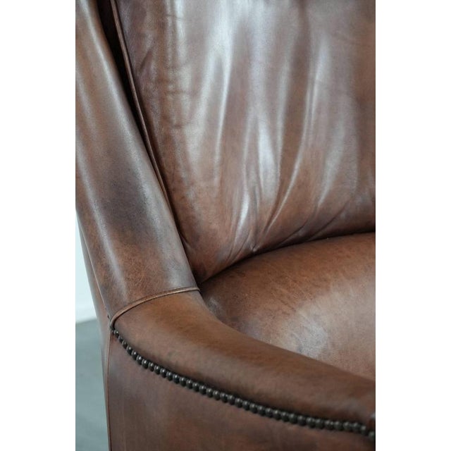 Cognac Brown Cowhide Armchair For Sale - Image 12 of 15