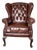 Chesterfield Wingback Chair in Brown Leather For Sale