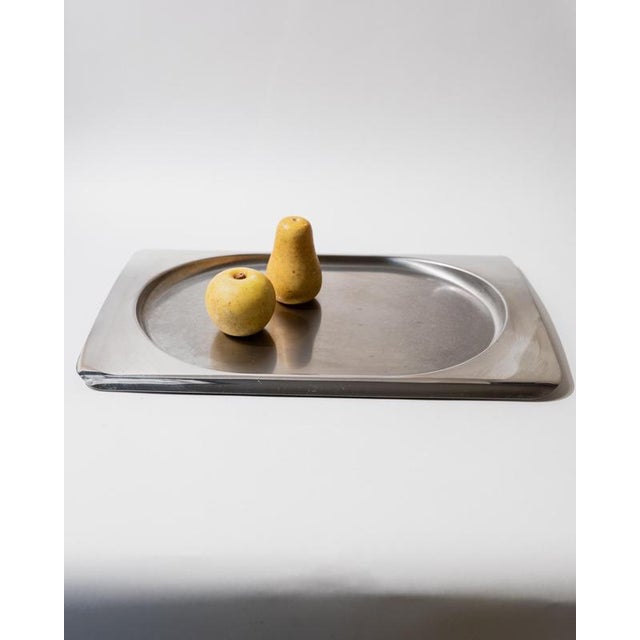 This vintage stainless steel tray from the 1990s by OB Line, Italy is a refined example of minimalist Italian design....