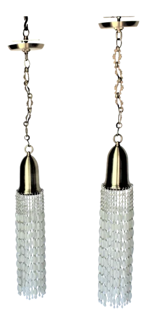 Mid Century Modern Style Brass and Glass Pendants - a Pair