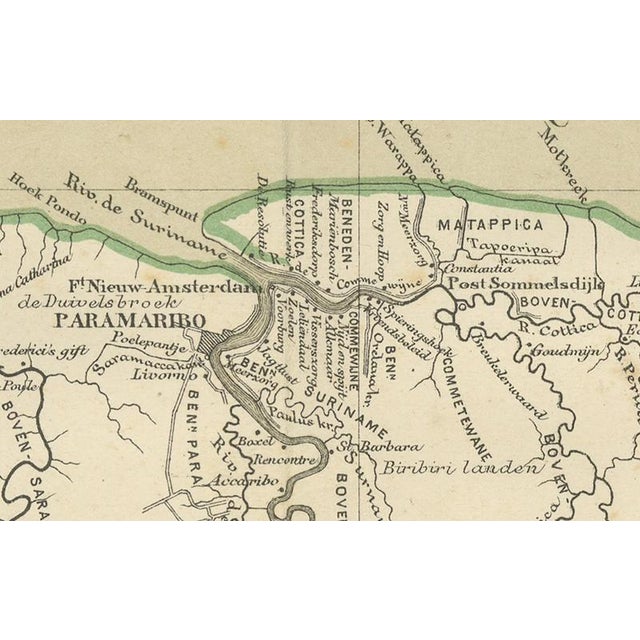 Paper Antique Map of Dutch Colonies in the Caribbean and Suriname by Dornseiffen, 1884 For Sale - Image 7 of 15
