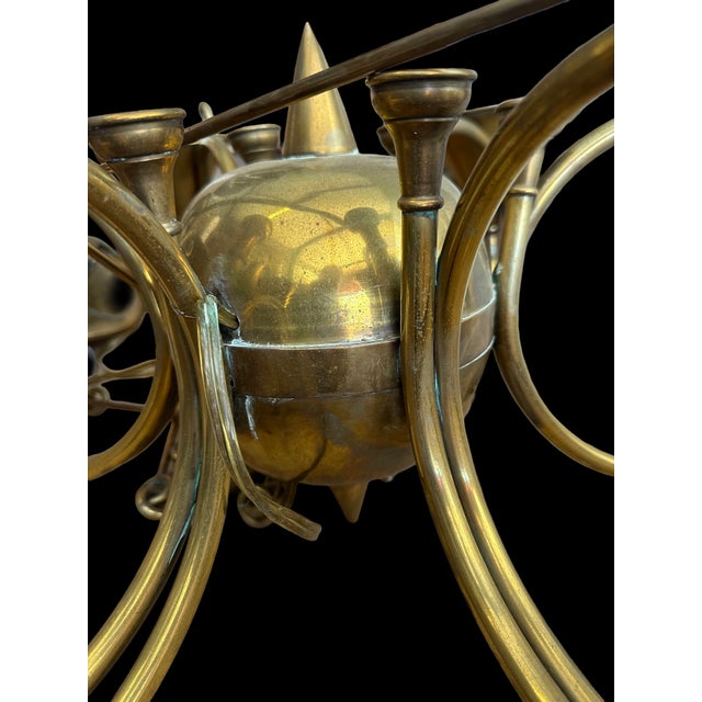 Phoenix Day French Horn Custom Solid Brass Chandelier For Sale In San Diego - Image 6 of 11