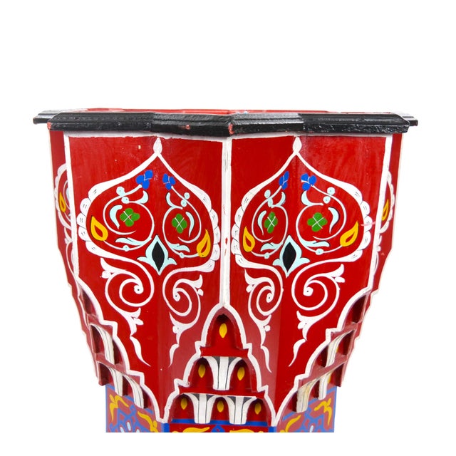 Moorish-Style Moroccan Hand-Painted Polychrome Eight-Pointed Star Side Table For Sale In New York - Image 6 of 12